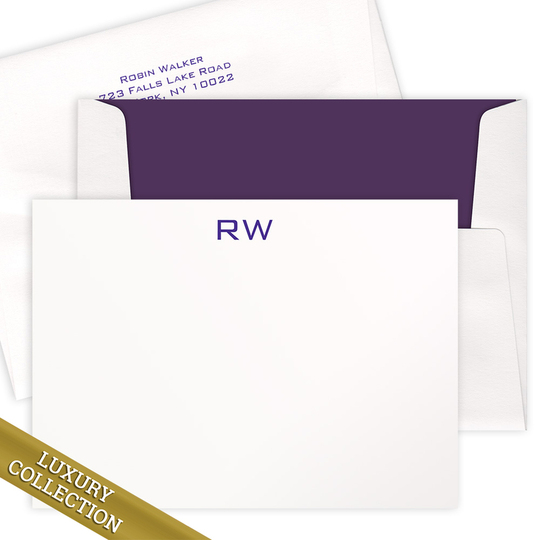 Luxury Initials Flat Note Card Collection on Triple Thick Stock